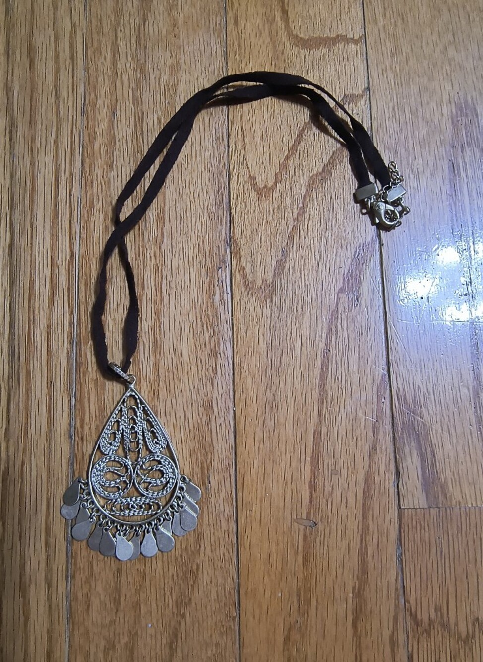 🔥BOGO Free🔥Boho necklace, gold toned on a suede/cloth type chain